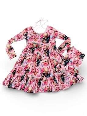 B&R Bamboo Long-Sleeve Girls' Dress with Shorts